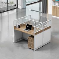 Escritorio de Oficina Moderno con Separador, Estación de Trabajo con Privacidad, Mesa con Gabinete de Almacenamiento para Diseño de Oficina Abierta