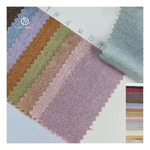 100p polyester couleur unie semblable à du lin impression flammé argent or métal feuille de tissu utilisé pour les textiles de maison rideau canapé oreiller
