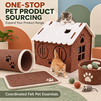 Maison pour chat en feutre de style cottage personnalisée, lit-caverne fermé pour animaux de compagnie avec entrée en forme de visage de chat, vente en gros OEM ODM