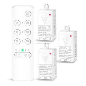 100 Ft RF Range Wireless Light Switch Receiver Kit Indoor/Outdoor 10A Max. Current Remote Control Lighting Switch No WiFi Needed
