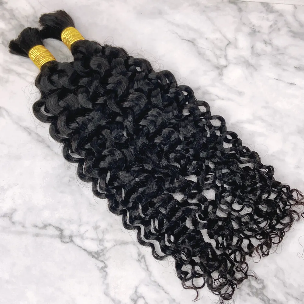 人間の髪を編むための横糸のない波状の巻き毛バージンブラジルバルク