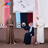 Nouveau design d'Abaya Dubaï, tissu brocart Nida doux, tissu Dobby, antistatique, résistant au rétrécissement, 100% polyester, teinture unie noir pour Abaya