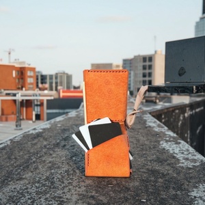 Portefeuille court en cuir personnalisé avec logo, fin, antivol, motif vintage, poche avant, pince à billets métallique, portable en nylon - Product Image 6