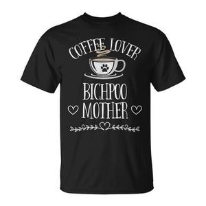 T-shirt Coffee Lover Bichpoo Mother, nera, unisex, girocollo, in cotone, casual, per tutte le stagioni - Product Image 1