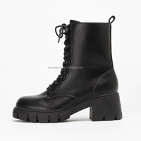 Bottes courtes pour femmes, style western, à lacets, classiques, mode automne-hiver, logo personnalisé, bout rond noir, bottes à la cheville
