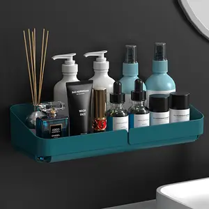 Étagère <span class=keywords><strong>de</strong></span> rangement murale pour cosmétiques pour salle <span class=keywords><strong>de</strong></span> bain, étagère en plastique pour toilette et douche - Product Image 1