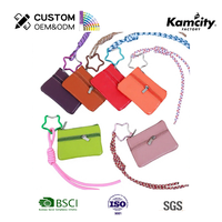 Mini porte-monnaie créatif en forme d'étoile, pendentif de sac porte-clés, pochette zippée en cuir PU coloré, ornement de voiture, portefeuille décoratif à suspendre