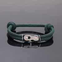 Bracelet unisexe en corde nautique double couche en nylon milanais style punk rock avec fermoir magnétique en acier inoxydable, bijou chaîne de vélo