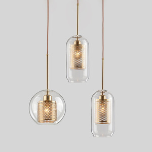 Lámpara Colgante de Cristal de Estilo Nórdico con una Sola Esfera, Lámparas Colgantes Transparentes de Estilo Industrial Retro Creativo - Product Image 1