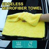 Serviette de séchage, lavage, détaillage, polissage et lustrage pour voiture en microfibre sans bords 500 g/m² avec serviettes en microfibre ultra douces sans bords