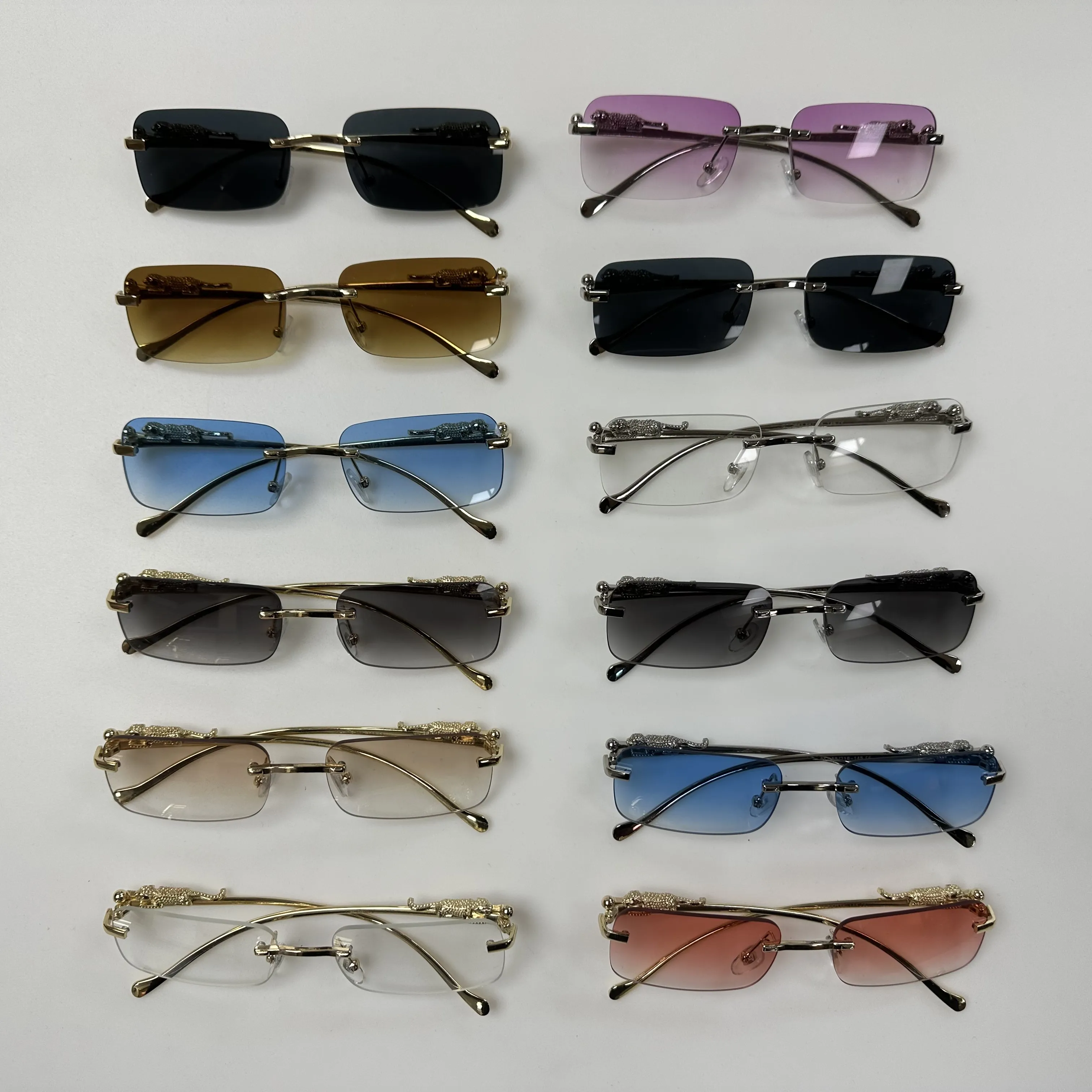 Sonnenbrille sonnen brille Männer benutzer definierte rahmenlose Panther Sonnenbrille randlose Luxus billige Förderung uv400 Sonnenbrillen Sonnenbrillen