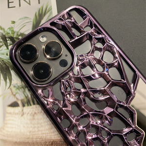 2024 xu hướng mới Hollow khắc TPU Cover quay lại mát Electroplated Gương điện thoại cho <span class=keywords><strong>Apple</strong></span> iPhone 14 15 cô gái phụ nữ trường hợp điện thoại - Product Image 5