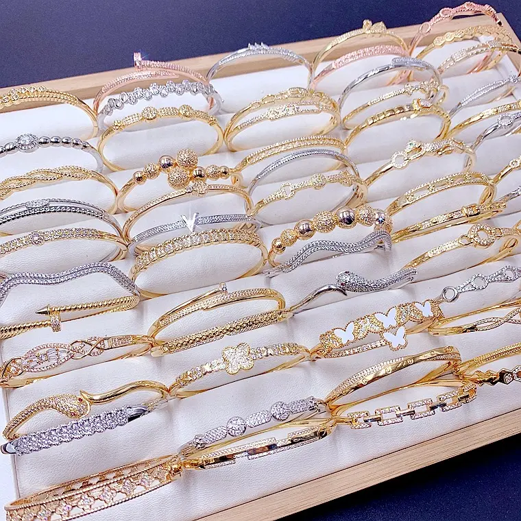 Anti-rfid — bracelets à breloques mixtes pour femmes, bijoux fins, vintage, plaqué or, zircon de haute qualité, vente en gros