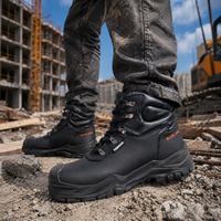 Bottes de sécurité en cuir véritable, chaussures de travail à embout composite, anti-perforation, chaussures de sécurité industrielles respirantes, mi-montantes, semelle en caoutchouc PU