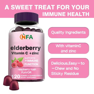 Gummies de sureau les plus vendues avec vitamine C et zinc pour soutenir la fonction immunitaire, saveur Framboise, 120 gummies - Product Image 3