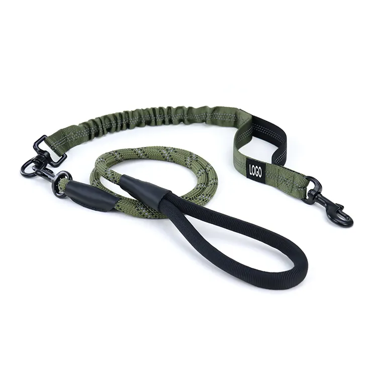 Heavy Duty Shock Absorption Reflective Rope Bungee Leash for Large and Medium Dogs