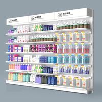 Présentoir métallique autoportant à 5 étagères, revêtement époxy, capacité de charge 50-120 kg, prix usine, pour supermarché, usage léger