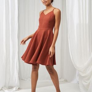 Vestidos de Lino Personalizados para Mujer, Cintura Alta, Corte Entallado, Cuello en V, Mini Vestidos Casuales - Product Image 2