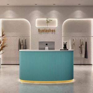 Mostradores de recepción curvos personalizados modernos, salón de belleza, Spa, mostrador de recepción, Mostrador de cajero, mesa de recepción, tamaño pequeño - Product Image 3