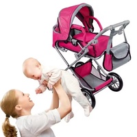 Nouveau design poussette mini en plastique ABS pour poupée, sac à dos scolaire avec berceau de transport, sac de transport gratuit, grand accessoire de poussette combinée