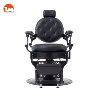 Chaise de Barbier Vintage Robuste en Cuir Noir Hydraulique Inclinable pour Salon de Coiffure - Offre Spéciale