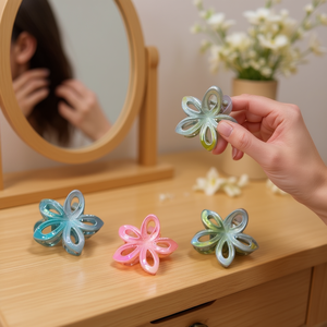 Pinza de pelo con diseño floral calado de 8 cm para mujer, accesorio de moda para el cabello - Product Image 2