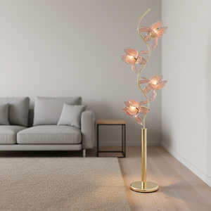 <span class=keywords><strong>Lampadaire</strong></span> LED moderne Lotus en fer et verre, design floral, le plus vendu, idéal pour salon, chambre, lecture, bureau, personnalisable - Product Image 4