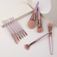 Ensemble de 10 pinceaux de maquillage professionnels de haute qualité avec manche en plastique et poils synthétiques, pour le correcteur, le crayon à lèvres et le maquillage du visage - Vente en gros