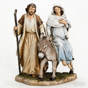 Figura de María y José de <span class=keywords><strong>la</strong></span> <span class=keywords><strong>Posada</strong></span> en Poliresina, Estatua de Burro de Resina de 9 Pulgadas para Navidad, Decoración de Mesa - Product Image 1