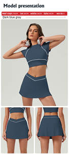 Pantaloncini sportivi da Yoga a vita alta pieghettati con tasche, allenamento in esecuzione 2 in 1 lato con fessura da Tennis per donna - Product Image 6