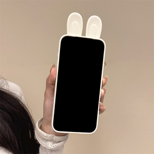 Simple Matte Puffer Rabbit Ears Mobile Phone <b>case</b> for <b>iPhone</b> 17 16 15 14 Pro Max cute Frosting Solid color soft ins Back Cover - Product Image 6