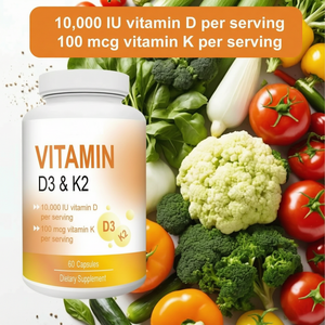 Cápsulas de Gel Suave de Vitamina D3 K2 de Marca Privada OEM 10000UI, Apoyo para la Salud Ósea, Cardíaca e Inmunológica, Vitaminas, Minerales y Suplementos - Product Image 5