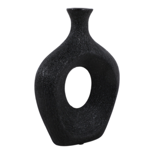 Vaso in ceramica con intaglio ovale, decorazione moderna per soggiorno, camera da letto, ufficio, tavolo, alto, nero - Product Image 3