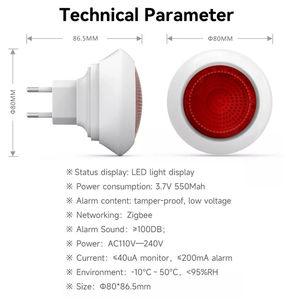 Sirena de Alarma Inalámbrica Tuya de 100dB, Sirena de Seguridad con Conexión a la Aplicación Smart Life, Control a través de ZigBee 3.0 Gateway - Product Image 5