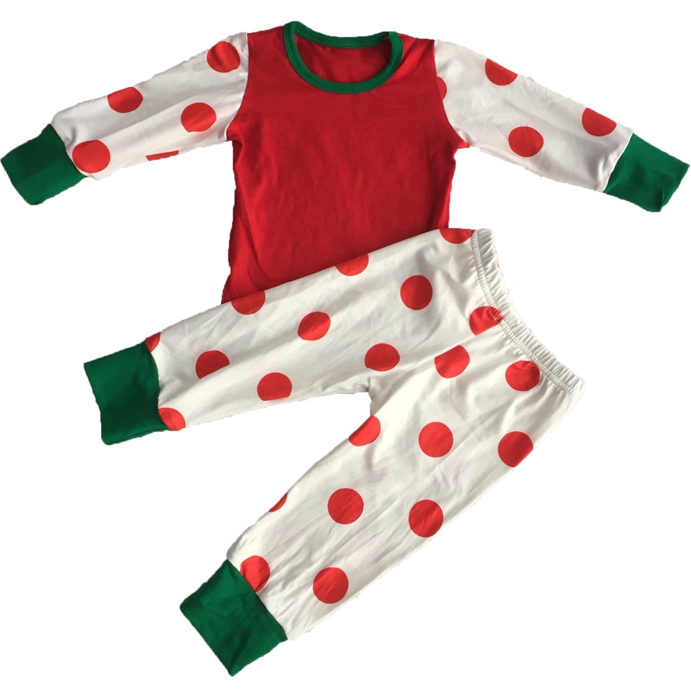 LZ2020 милые детские рождественские пижамные комплекты для всей семьи, пижамы бытовой зеленого и красного цвета в горошек для маленьких детей, для мальчиков-подростков; Пижамные комплекты для девочек