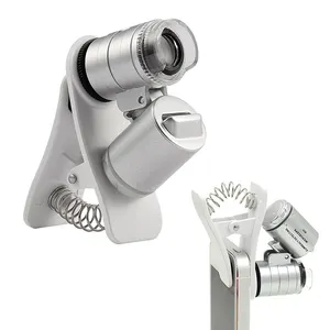 Cep Telefonu 60x zoom LED Clip-On Mikroskop Büyüteç Mikro Lens Büyüteç ile Evrensel Klip