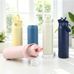 Custom Print Water Bottle Personalized 32oz Double Wall Stainless Steel <b>Flask</b> with 2-in-1 Sport Lid Straw and Dustproof Cover - Product Image 1