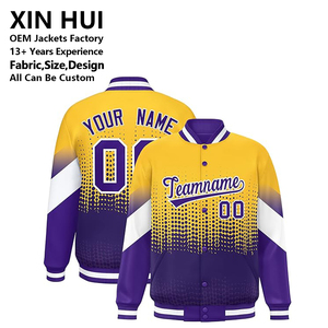 Chaqueta Varsity Personalizada por Sublimación, con Nombre de Equipo, Número y Logotipo Impresos, Unisex, Estilo Urbano, Degradado, Chaqueta de Béisbol - Product Image 1