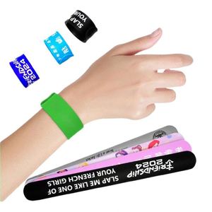 2024 Hot Selling PVC <b>Slap</b> Wrist <b>Band</b> Reflective Promotion Gift Green <b>Slap</b> Bracelet for Event - Product Image 1