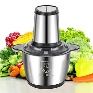Factory price kitchen food vegetable meat chopper home best automatic mini 2l 3l stainless steel electric meat grinder for sale