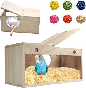 Bằng Gỗ Parakeet Hộp Bằng Gỗ <span class=keywords><strong>Parrot</strong></span> Nest Chăn Nuôi Hộp Với Perch Bird Nhà Cho Lồng Thích Hợp - Product Image 6