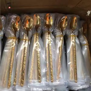Service de Couverts de Luxe Vintage et Moderne en Acier Inoxydable Doré, Ensemble Complet Fourchette, Cuillère, Couteau pour Mariage, Restaurant, Événements - Product Image 3