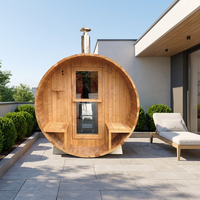 Vapasauna Promotion Cabine de sauna tonneau d'extérieur 6-8 personnes 1,8*3M, sauna finlandais traditionnel en bois avec véranda