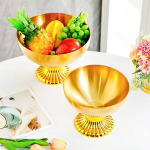 Frutero Dorado con Base para Decoración del Hogar y Servir Aperitivos, Color Sólido, Diseño de Alta Gama - Product Image 2
