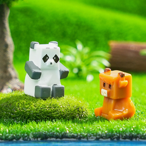 Cute Cube Animal Figurine Miniatures for Doll's House Accessories Mini Flamingo <b>Frog</b> Resin Statue Ornaments Garden Decorations - Product Image 5