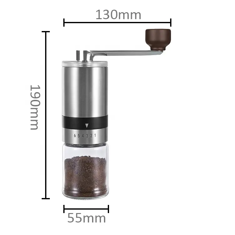 wholesale design coffee utensils stainless steel body ceramic burr adjustable hand manual coffee grinder mill