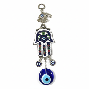 Turkish Glass Evil Eyes Wall Ornament - Hamsa - Hand of Fatima - Metal Ornament - Product Image 2