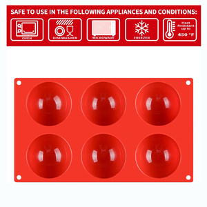 BHD grado alimenticio libre de BPA 6 agujeros medio semiesfera <span class=keywords><strong>molde</strong></span> de silicona, antiadherente 6 cavidades medio círculo silicona pastel <span class=keywords><strong>molde</strong></span> <span class=keywords><strong>para</strong></span> hornear - Product Image 4