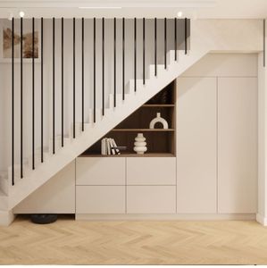Mueble de Almacenamiento Bajo Escaleras Personalizado, Unidad de Almacenamiento de Zapatos Integrada en la <span class=keywords><strong>Escalera</strong></span>, Solución Modular de Almacenamiento Bajo Escaleras para el Pasillo del Hogar - Product Image 4