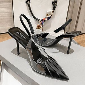 Wrinkle Sandalias Mujer Slide <b>Pointed</b> <b>Toe</b> Designer Women <b>Mules</b> <b>Pointed</b> <b>Toe</b> Women Heels 2025 - Product Image 2